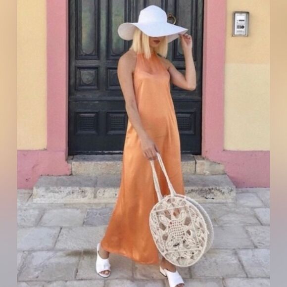 Zara Dresses & Skirts - Zara Elegant Orange Maxi Dress